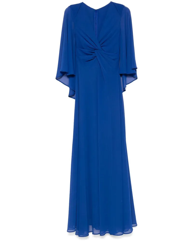 Talbot Runhof Cape-Abendkleid mit Knotendetail - Blau Blau