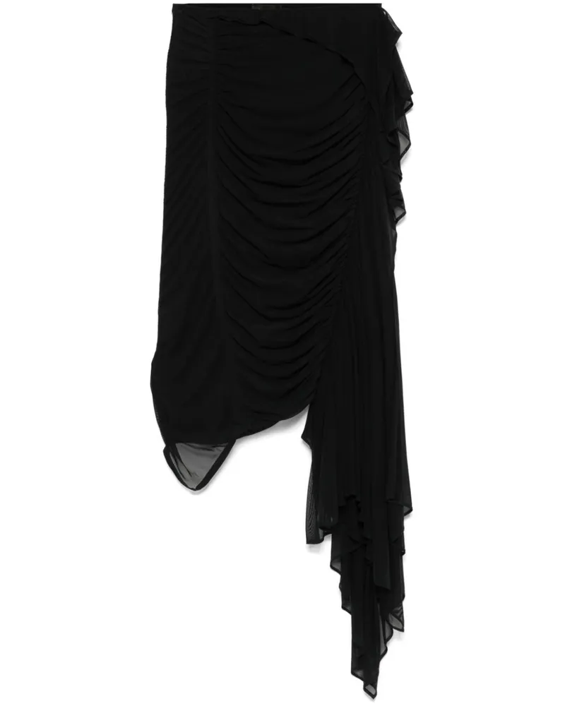 Thierry Mugler Midirock mit Raffungen - Schwarz Schwarz