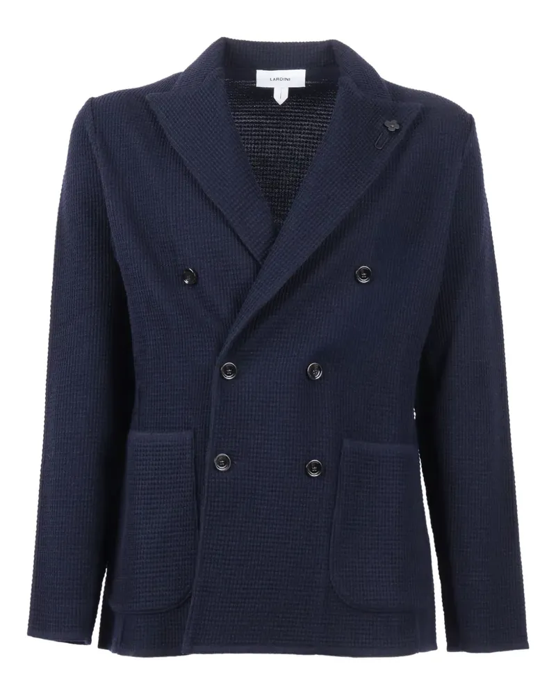 LARDINI waffle-knit double-breasted blazer - Blau Blau