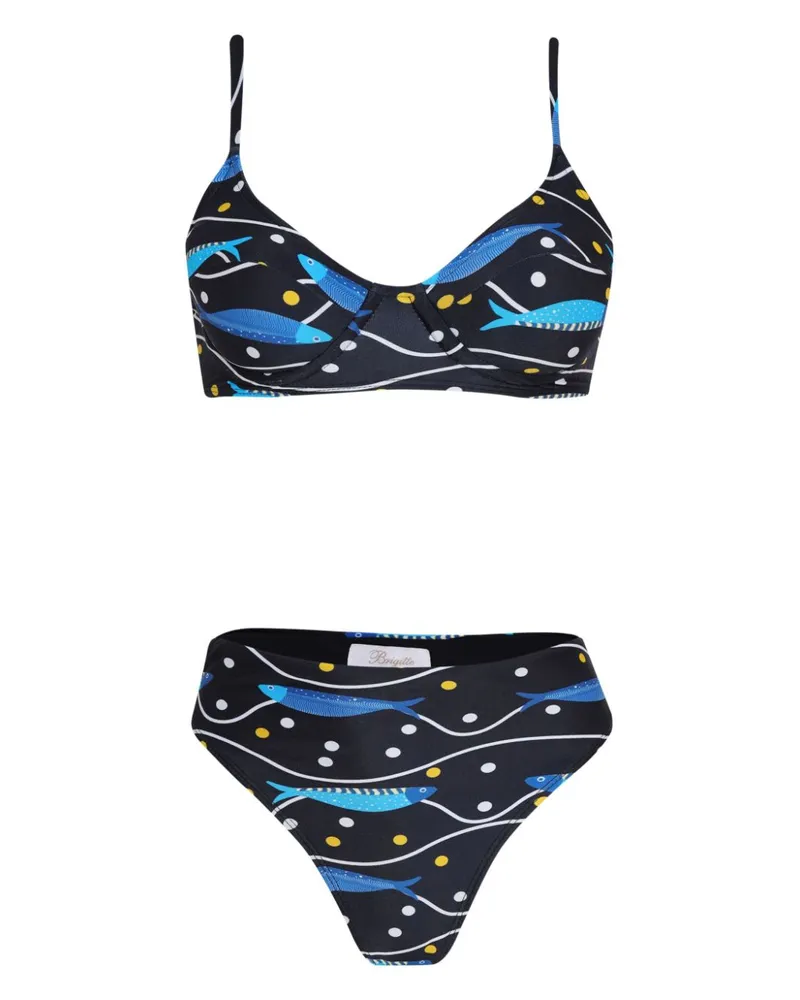 BRIGITTE Bikini mit Sardinen-Print - Blau Blau