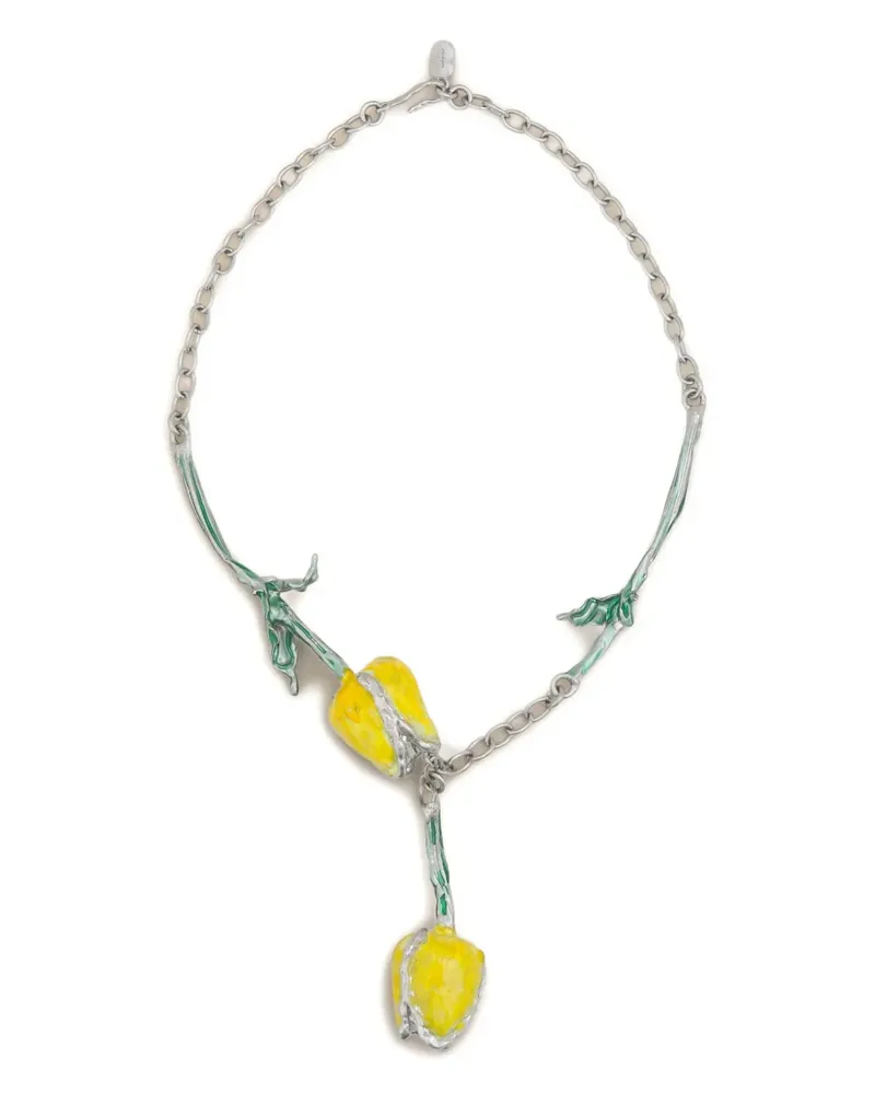 Marni Halskette mit Blumenanhänger - Silber Silber