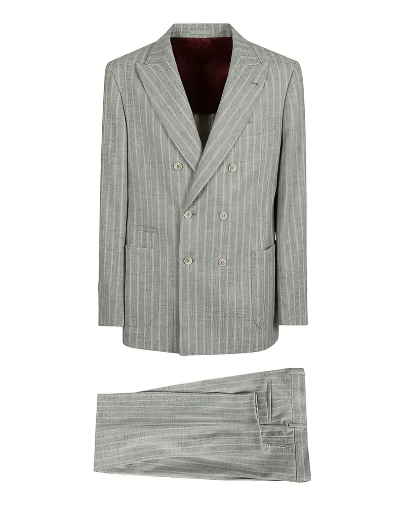 Brunello Cucinelli pinstripe double-breasted suit - Grau Grau