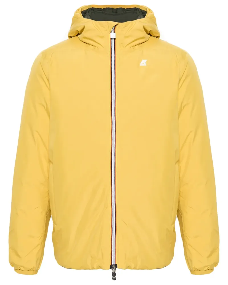 K-Way Gefütterte Kapuzenjacke mit Logo-Patch - Gelb Gelb
