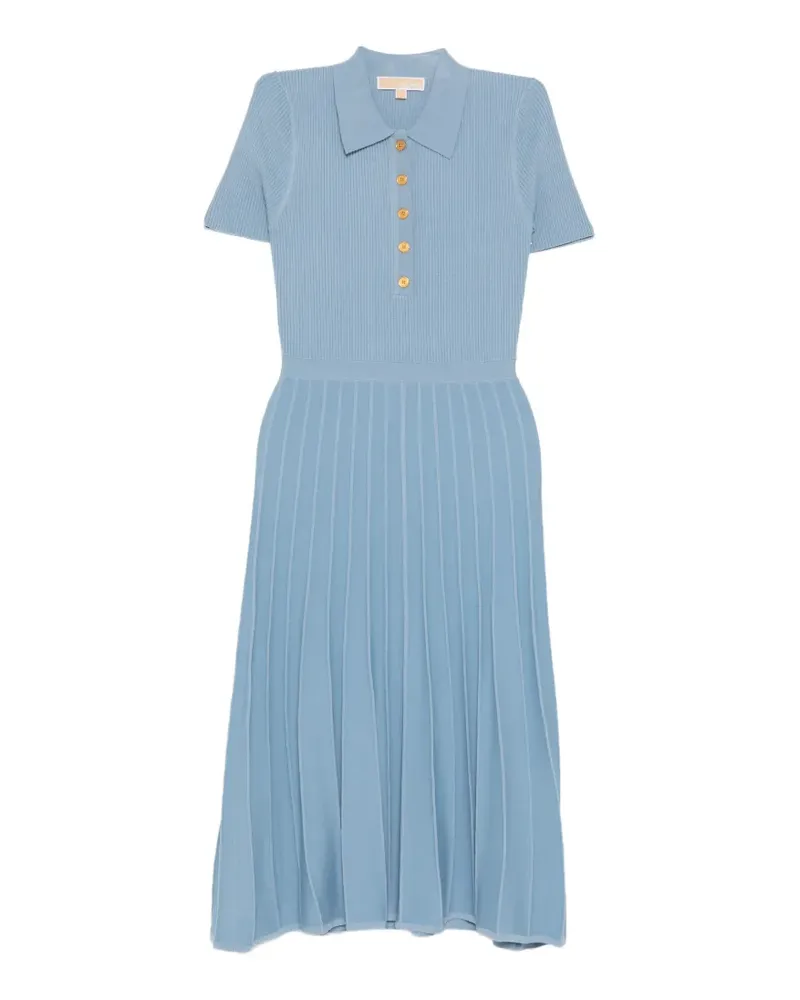 Michael Kors polo-collar ribbed-knit midi dress - Blau Blau