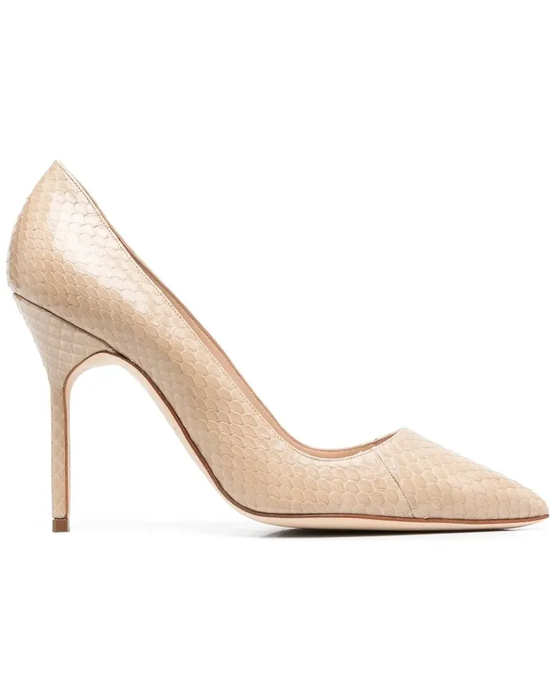 Manolo Blahnik Pumps mit spitzer Kappe - Nude Nude
