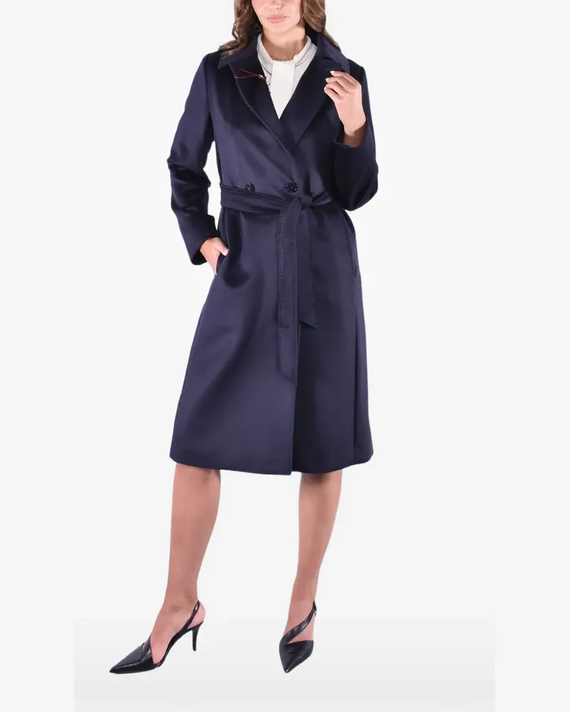Max Mara Doppelreihiger Mantel mit Gürtel - Blau Blau