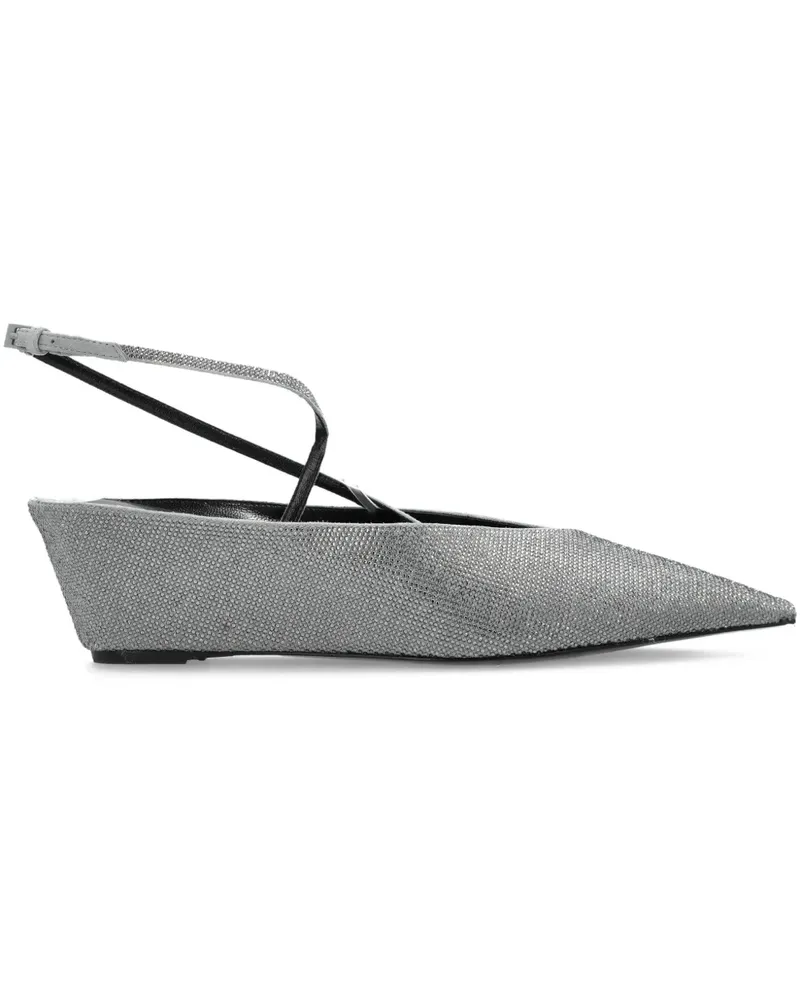 Tory Burch 50mm pavé-embellished wedge-heel pumps - Silber Silber