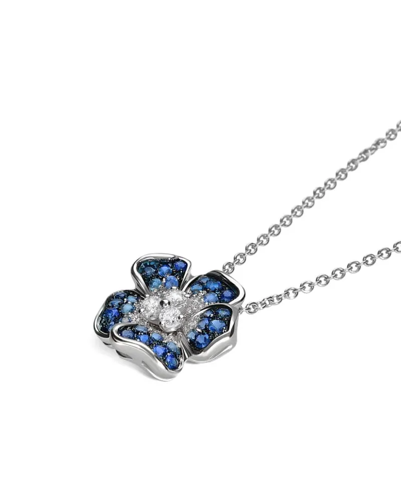 LEO PIZZO 18kt Weißgoldhalskette mit Diamanten und Saphir - Silber Silber