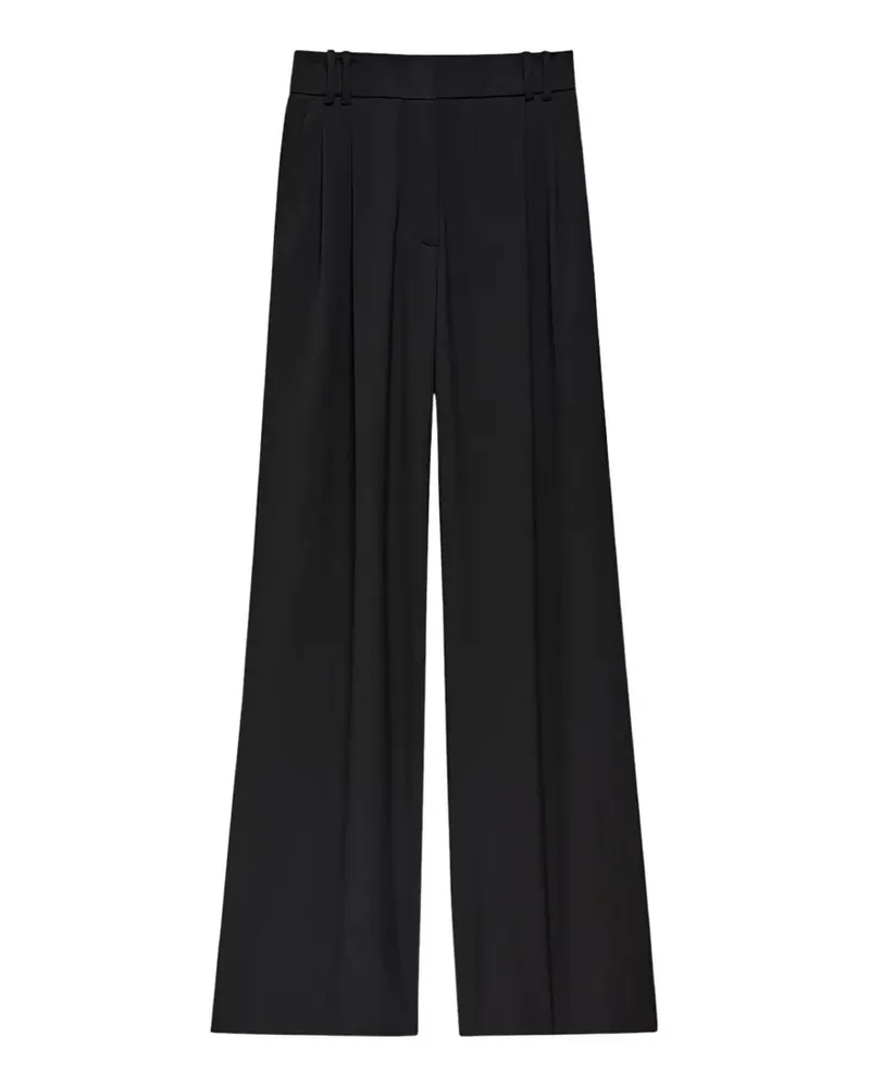 Another Tomorrow Twill pleated wide-leg trousers - Schwarz Schwarz