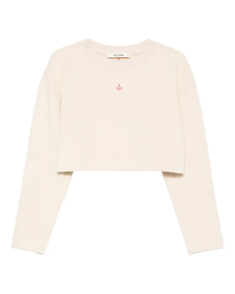..,merci anchor-print cropped sweatshirt - Nude Nude