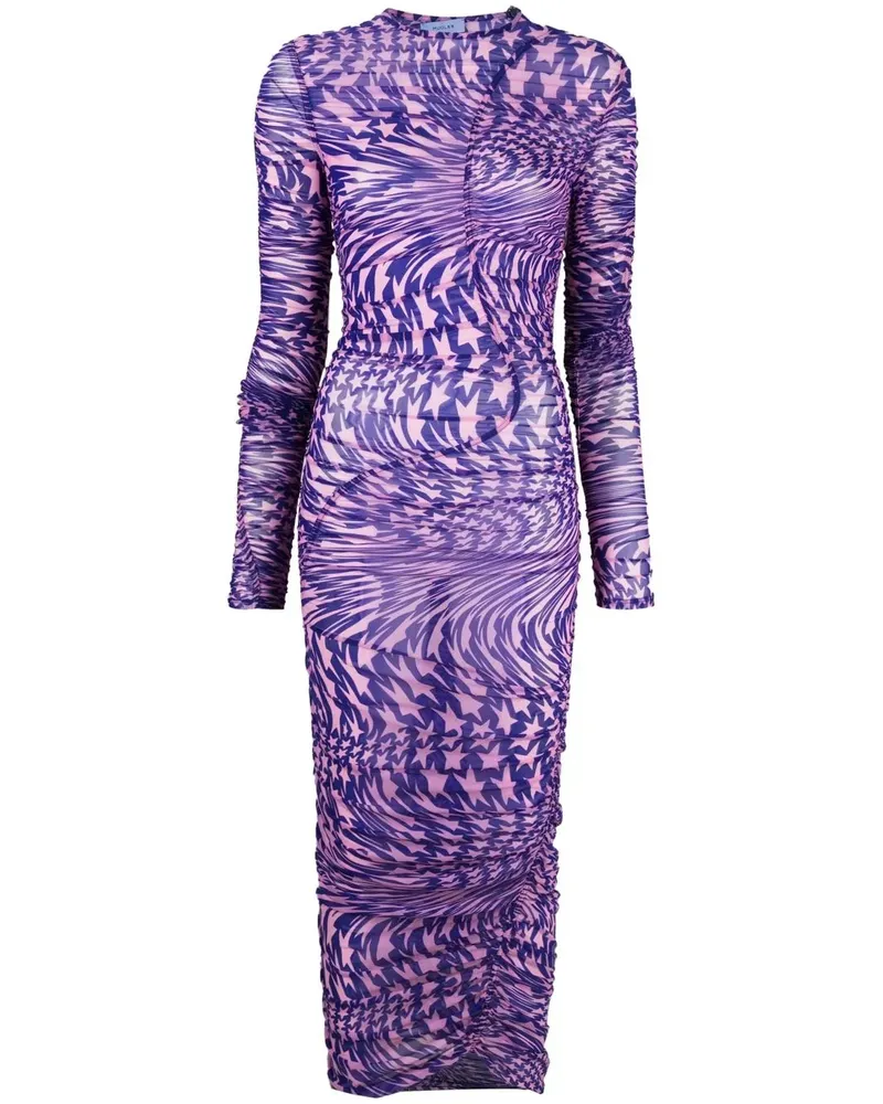 Thierry Mugler Midikleid mit Sterne-Print - Violett Violett