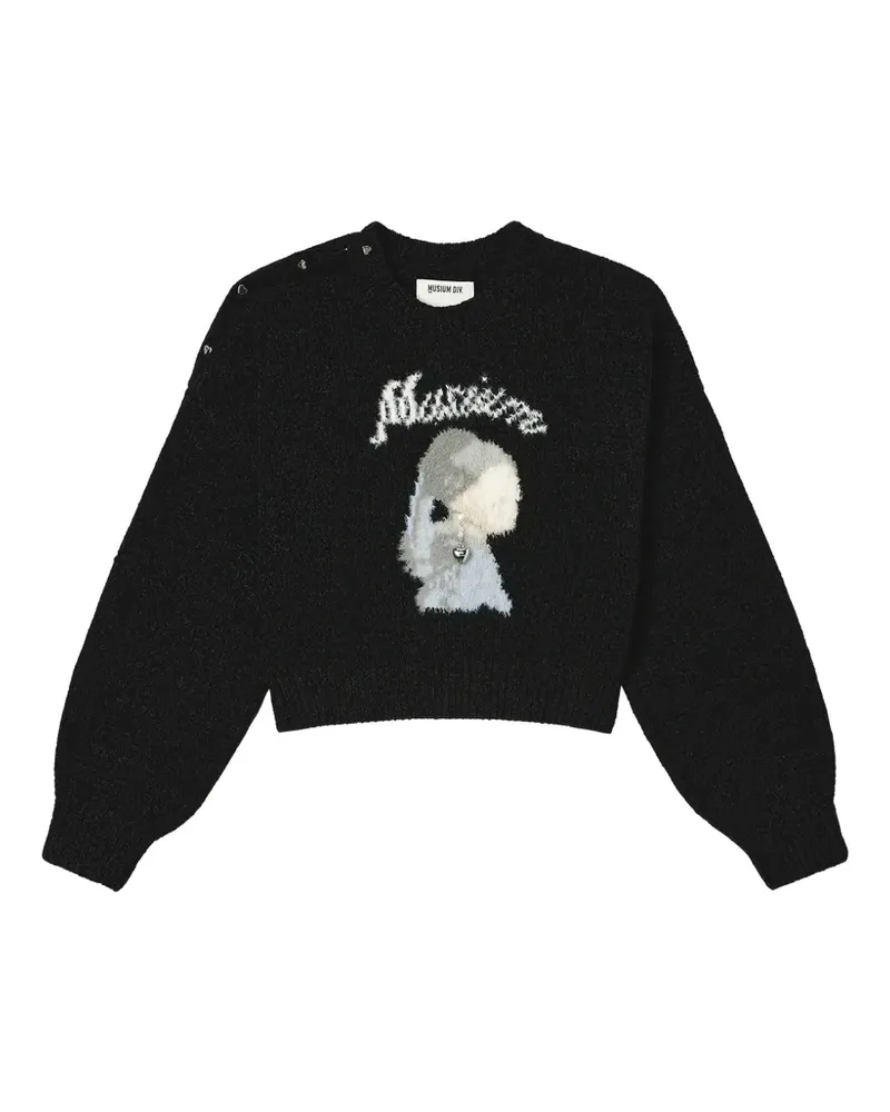 Musium Div. Intarsien-Pullover mit Knopfdetail - Schwarz Schwarz