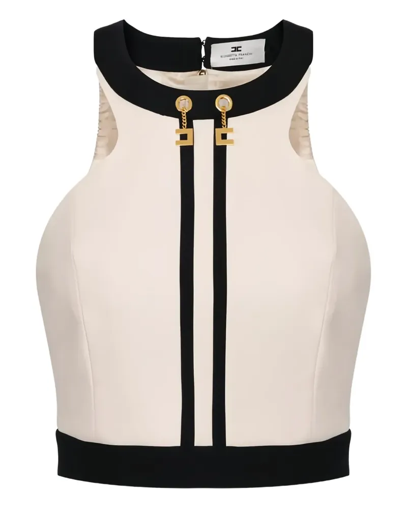 Elisabetta Franchi Top in Colour-Block-Optik mit Kettendetail - Nude Nude