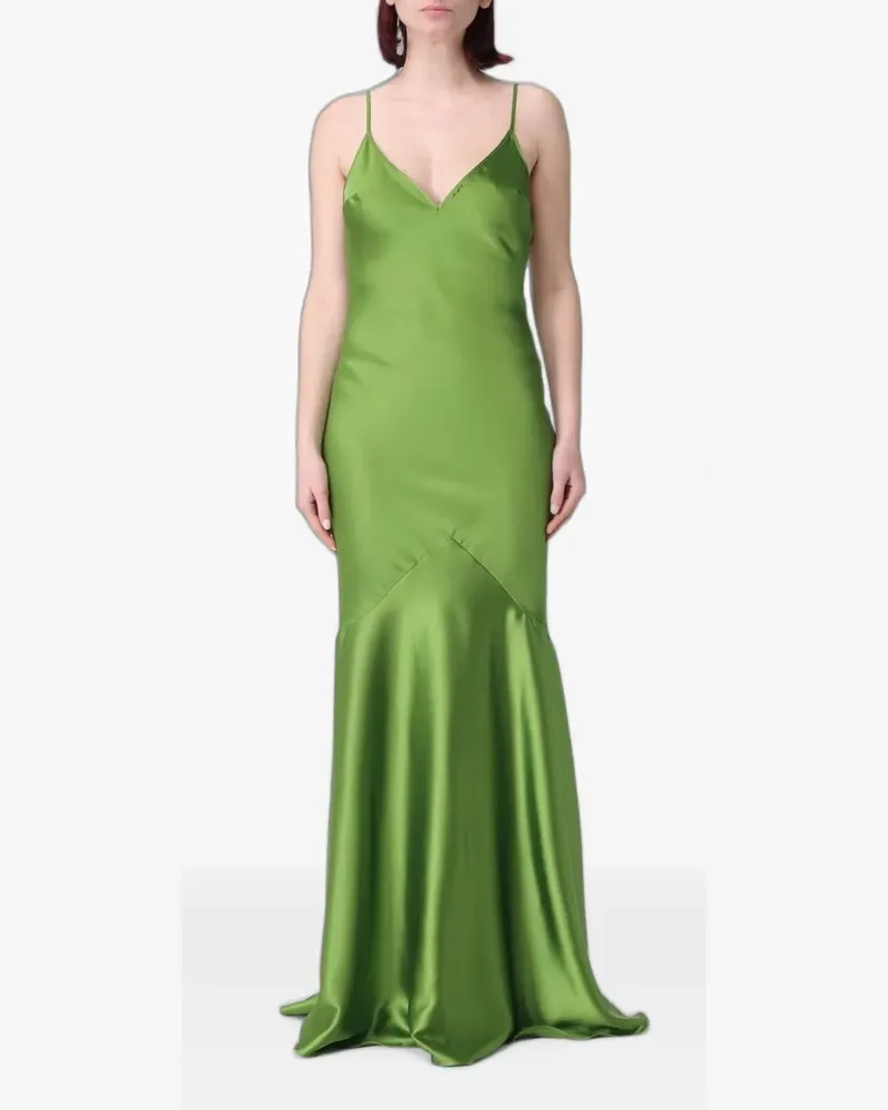 Elisabetta Franchi satin open-back maxi dress - Grün Grün