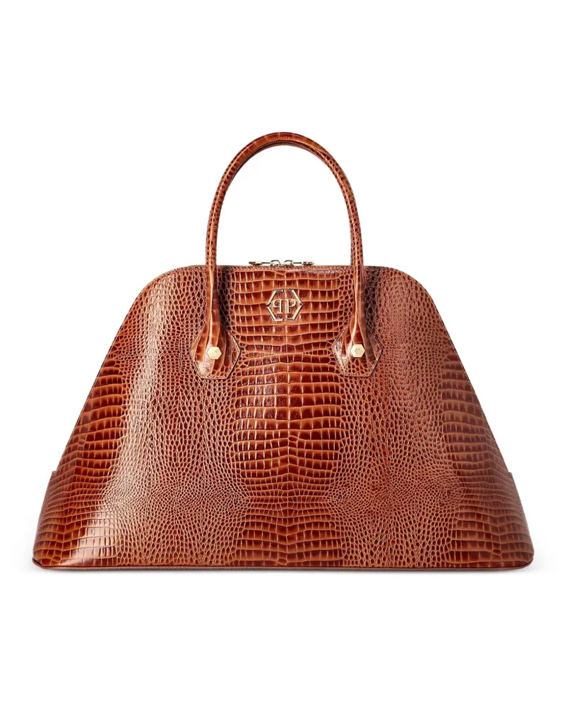 Philipp Plein Leder-Handtasche mit Henkel - Braun Braun