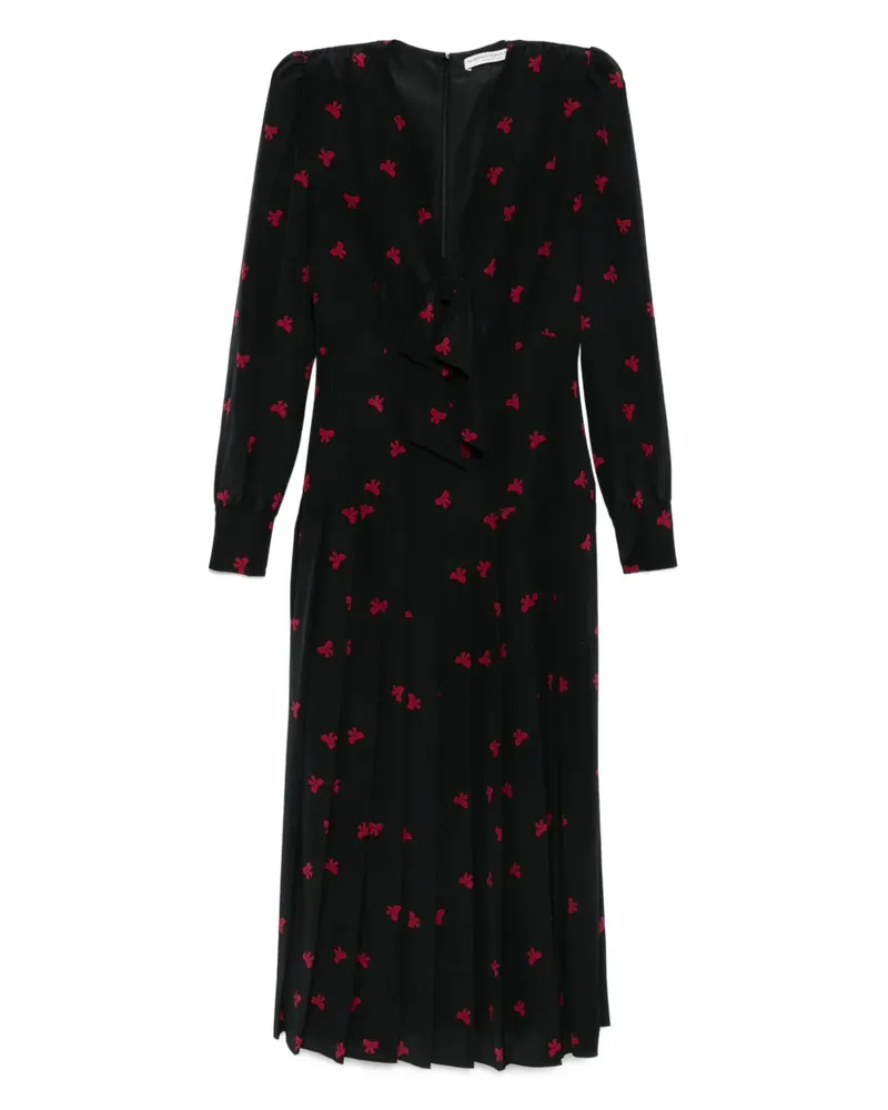 Alessandra Rich Faltenkleid mit Schleifen-Print - Schwarz Schwarz
