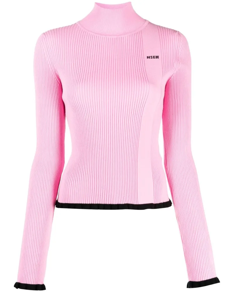 MSGM Gerippter Intarsien-Pullover - Rosa Rosa