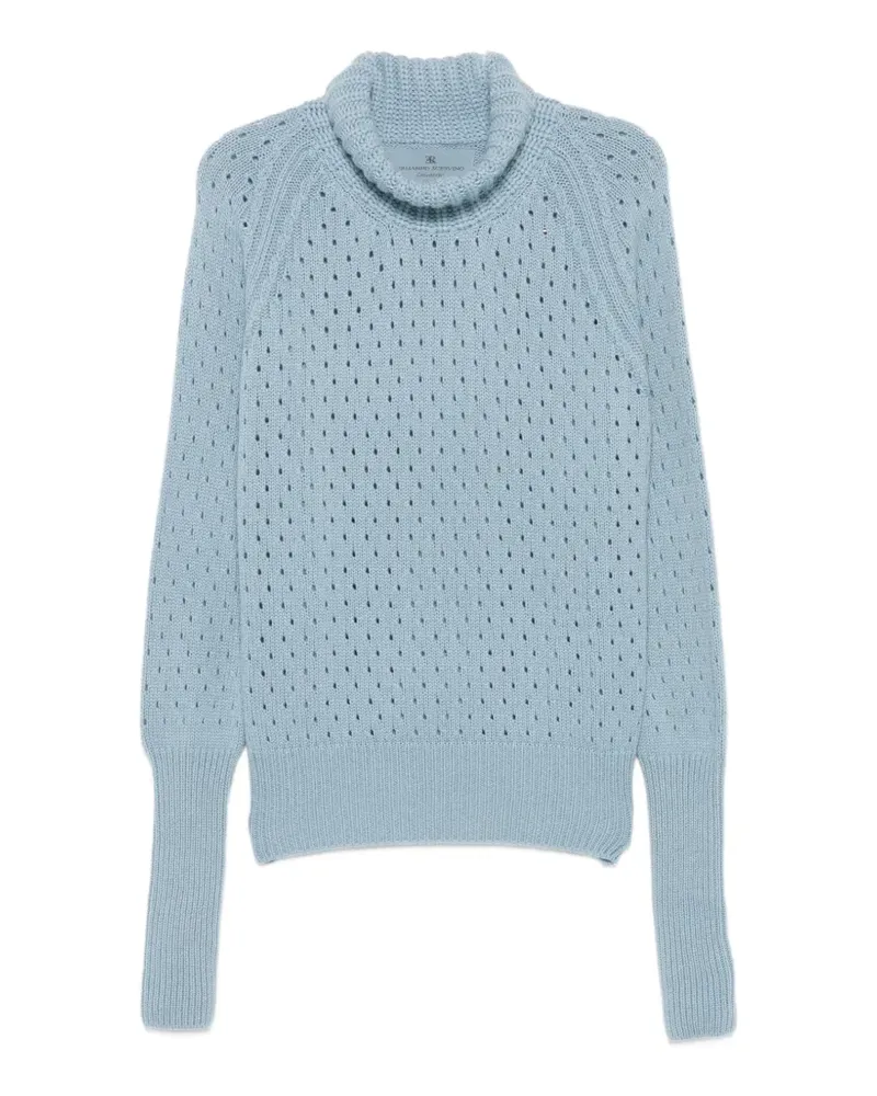 Ermanno Scervino Rollkragenpullover mit Lochstrickmuster - Blau Blau
