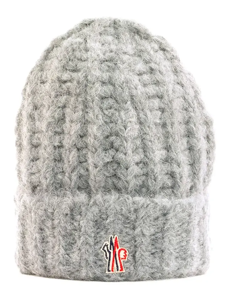 Moncler logo-patch beanie - Grau Grau