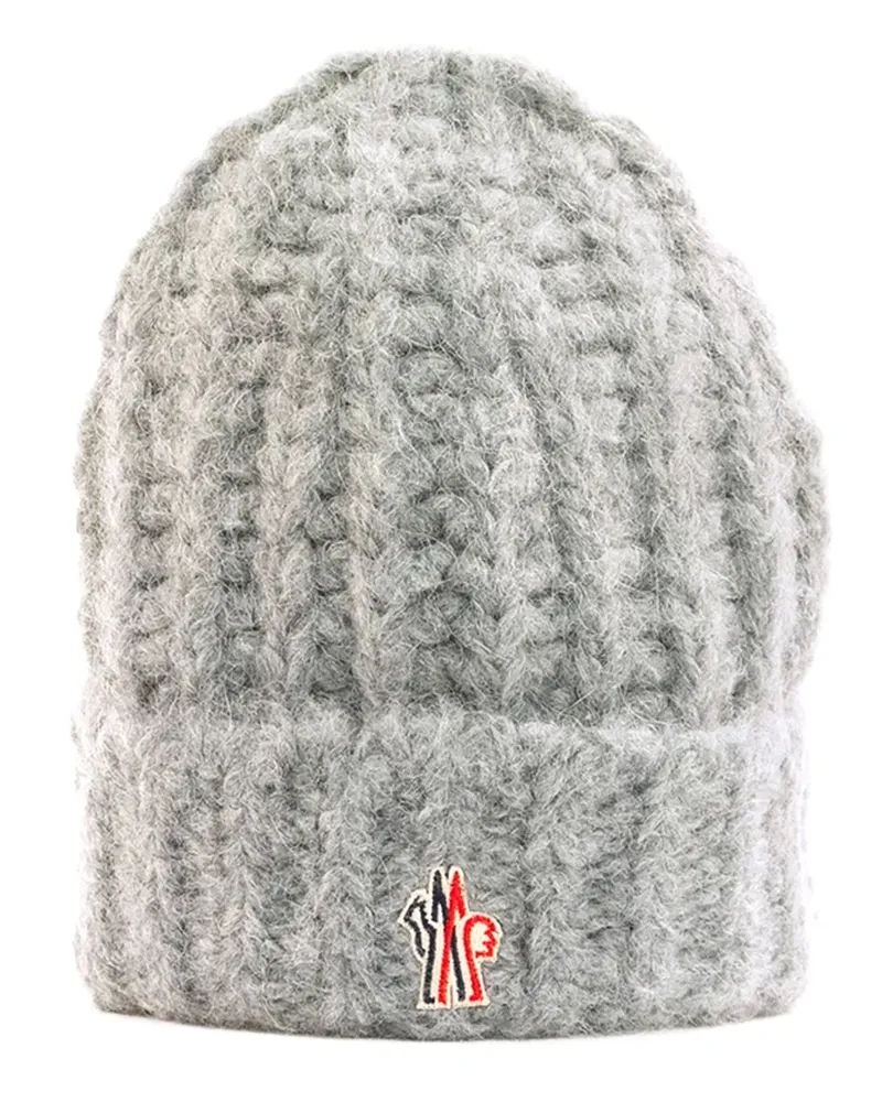 Moncler logo-patch beanie - Grau Grau