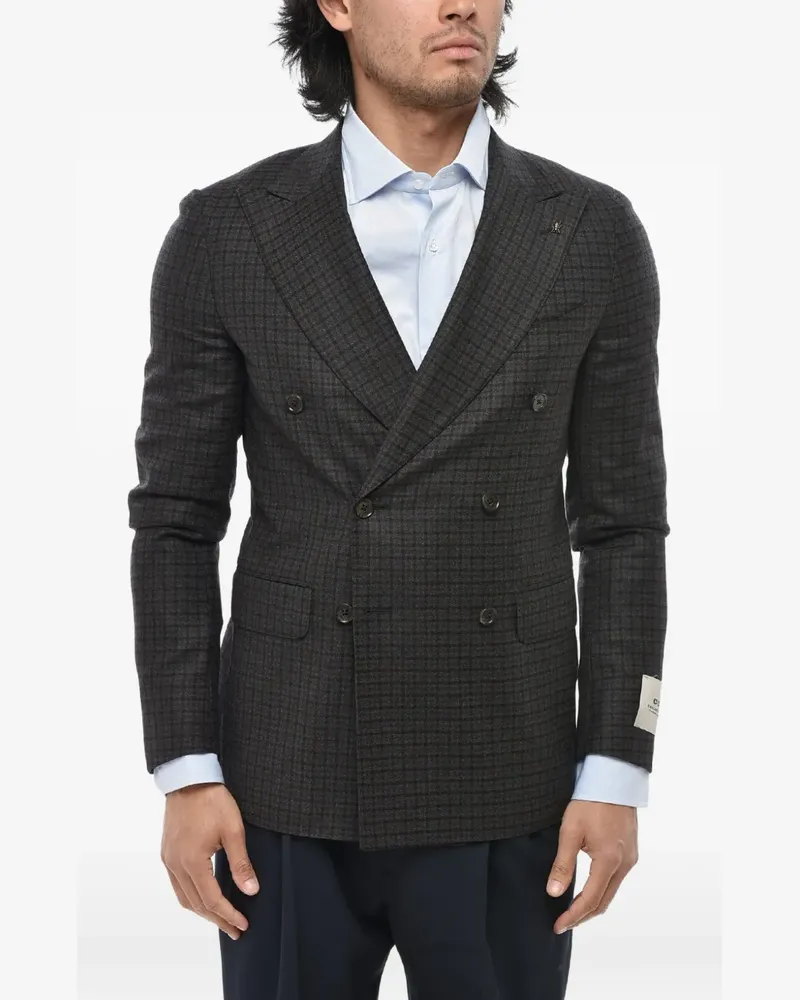 Corneliani double-breasted checked blazer - Braun Braun