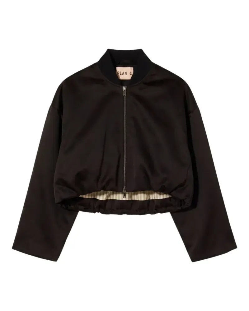 PLAN C Cropped-Bomberjacke - Schwarz Schwarz