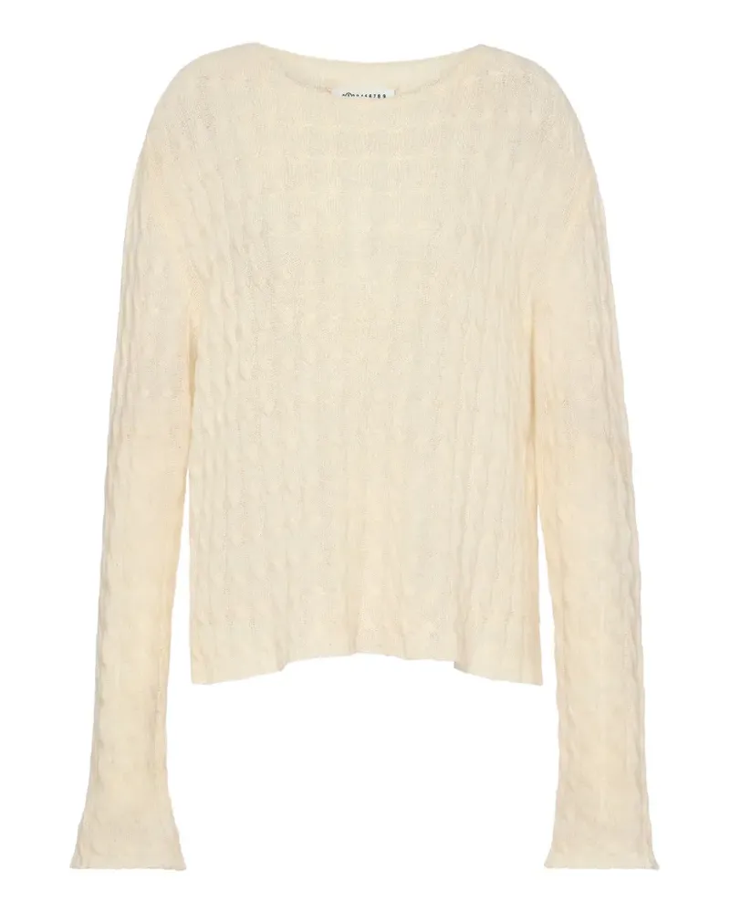 Maison Margiela cable-knit four white stitches cardigan - Nude Nude