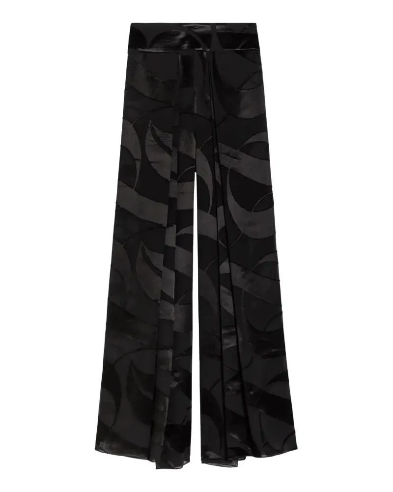 Delos Cybelle leaf-pattern devoré-satin trousers - Schwarz Schwarz