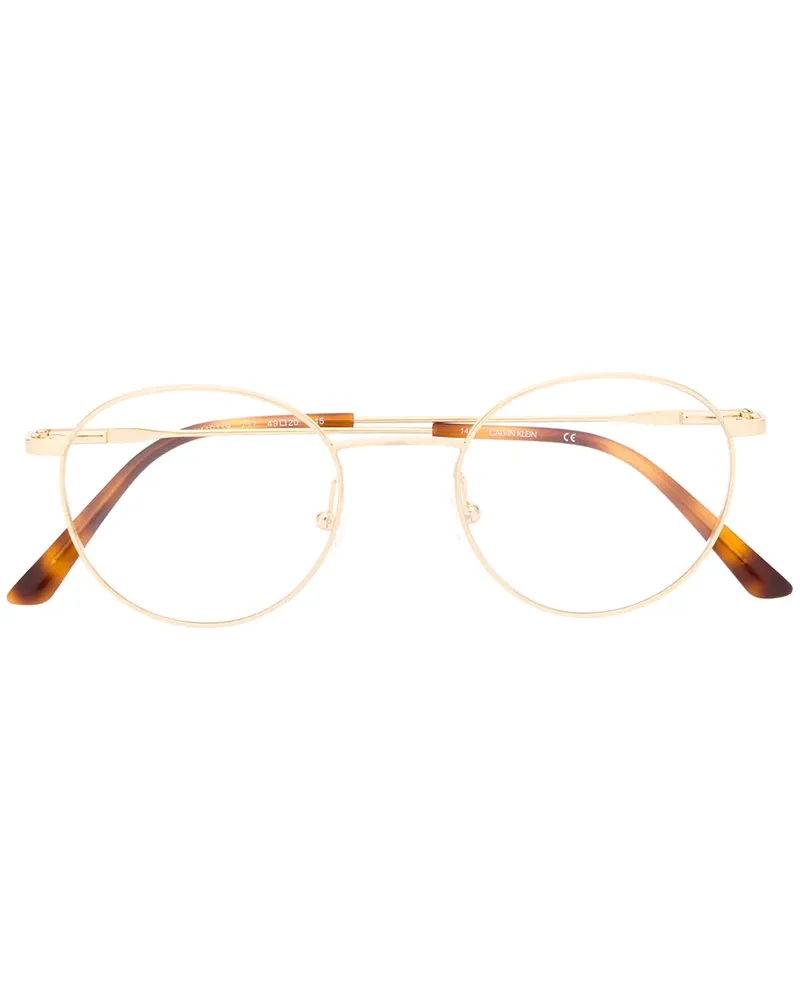 Calvin Klein Runde Brille in Schildpattoptik - Gold Gold