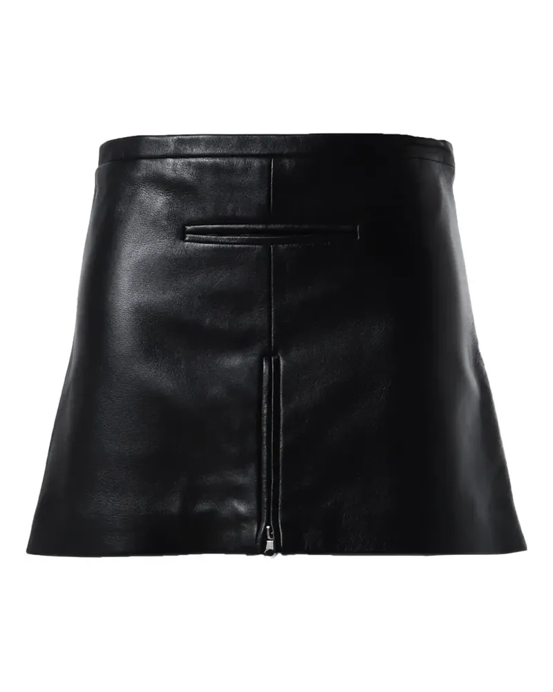 Courrèges Minirock aus Leder - Schwarz Schwarz