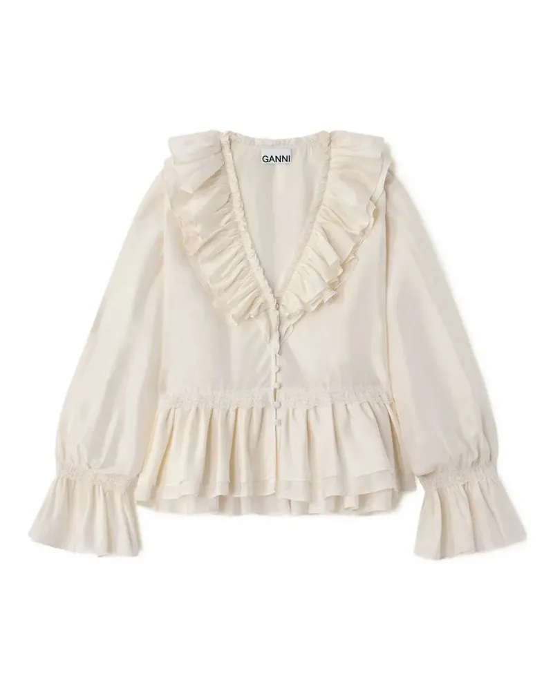 Ganni Bluse aus Viskose und Seide - Nude Nude