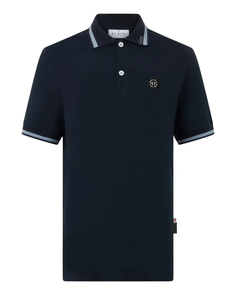 Philipp Plein Poloshirt mit Logo-Schild - Blau Blau