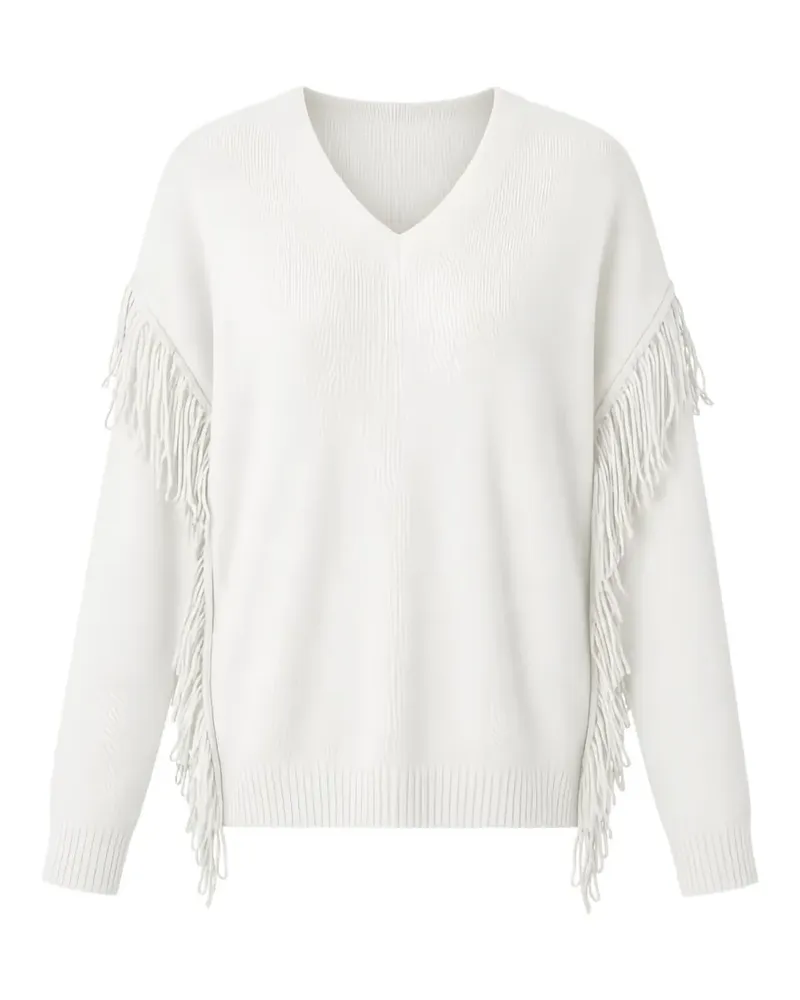 Twin-Set Actitude Pullover mit Fransenbesatz - Weiß Weiß