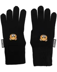 Moschino Gestrickte Handschuhe mit Teddy Schwarz