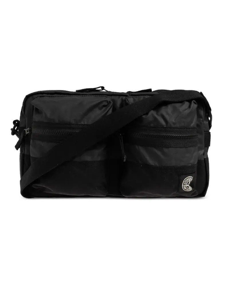 Stone Island 9200024 Ripstop-Umhängetasche aus doppelt beschichteter Baumwolle - Schwarz Schwarz