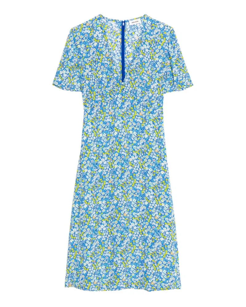 Zadig & Voltaire Rhodral floral-print V-neck midi dress - Blau Blau