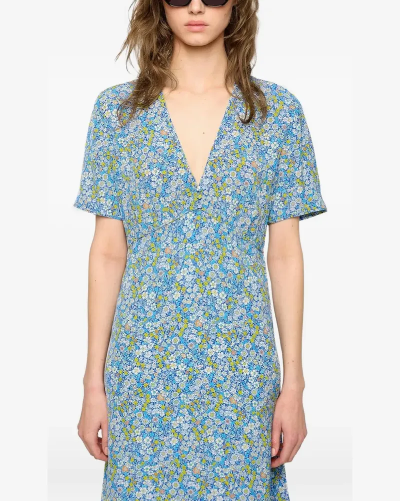 Zadig & Voltaire Rhodral Midikleid mit Blumenprint - Blau Blau