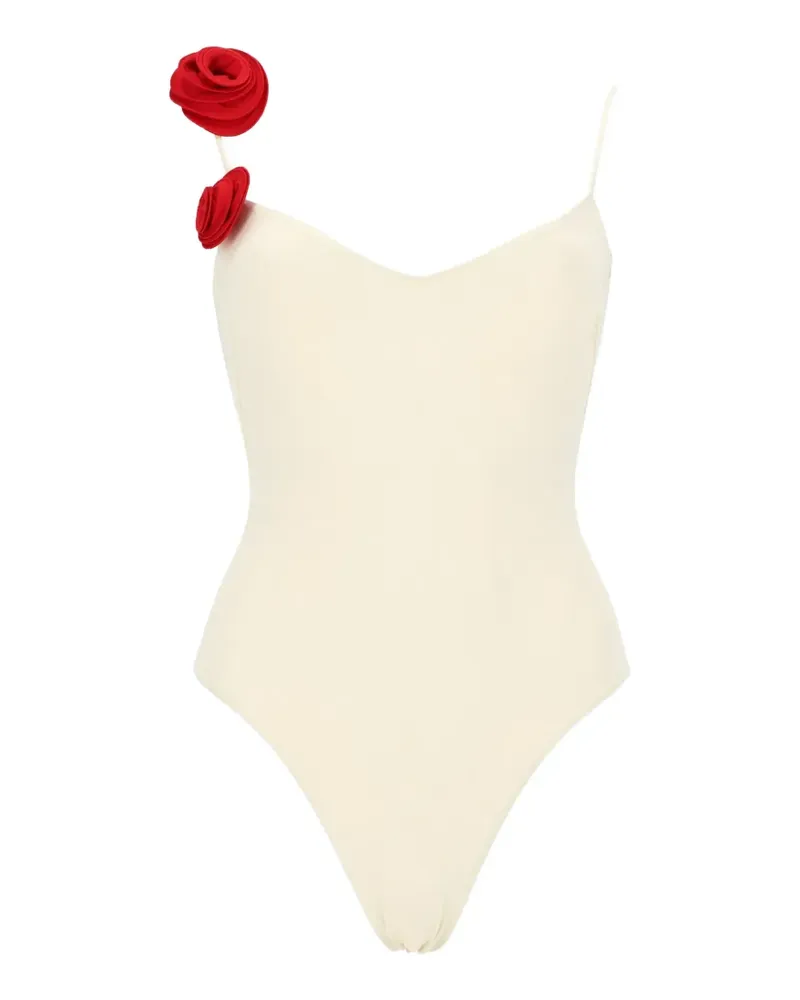 La Reveche Asha floral-appliqué swimsuit - Weiß Weiß