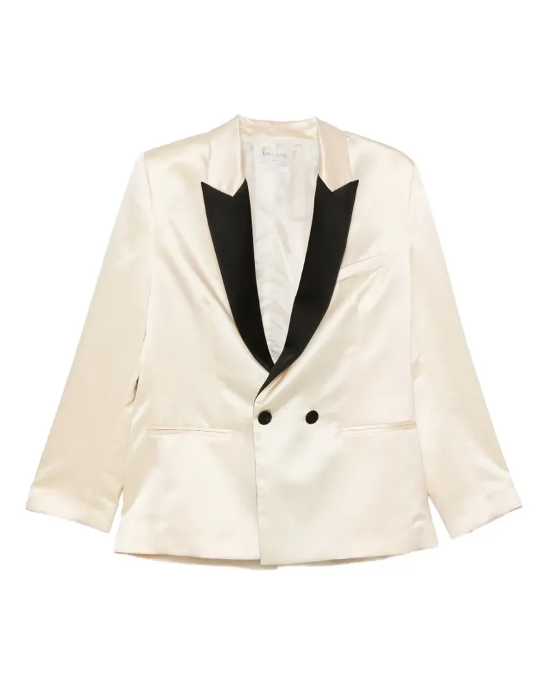forte_forte double-breasted satin blazer - Nude Nude