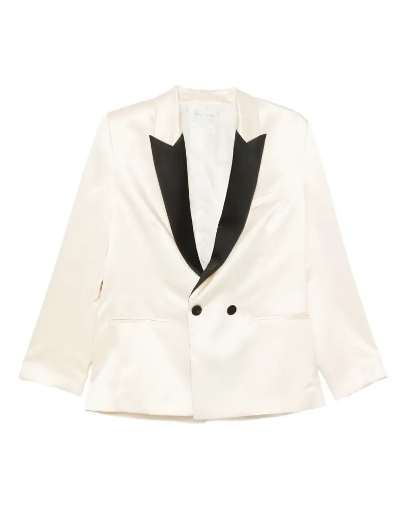 forte_forte Doppelreihiger Blazer aus Satin - Nude Nude