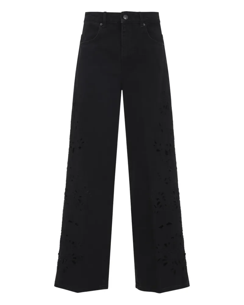 FARM Rio floral-appliqué five-pockets jeans - Schwarz Schwarz