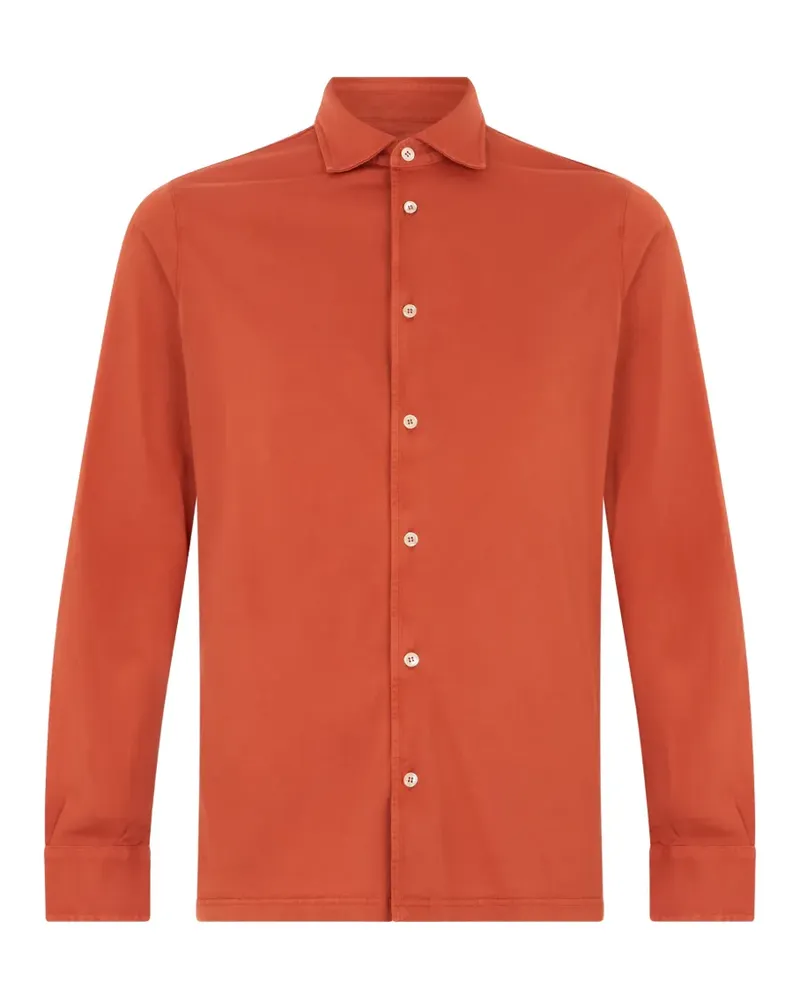 Fedeli long-sleeve cotton shirt - Orange Orange