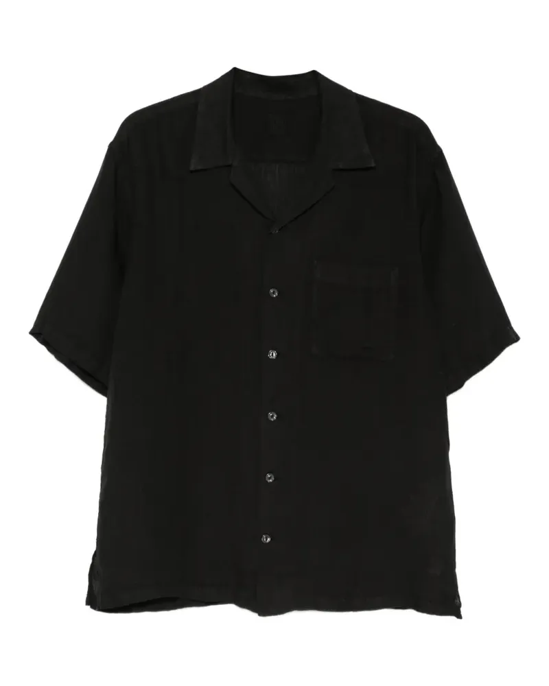 120% Lino pocket short-sleeve shirt - Schwarz Schwarz