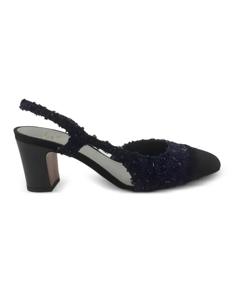 FESTA Milano Ausgefranste Ficus Slingback-Pumps - Blau Blau