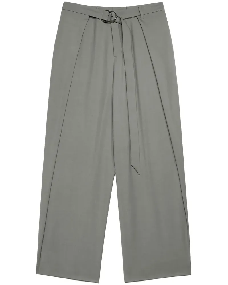 AMI Paris Wide-Leg-Hose mit Gürtel - Grau Grau
