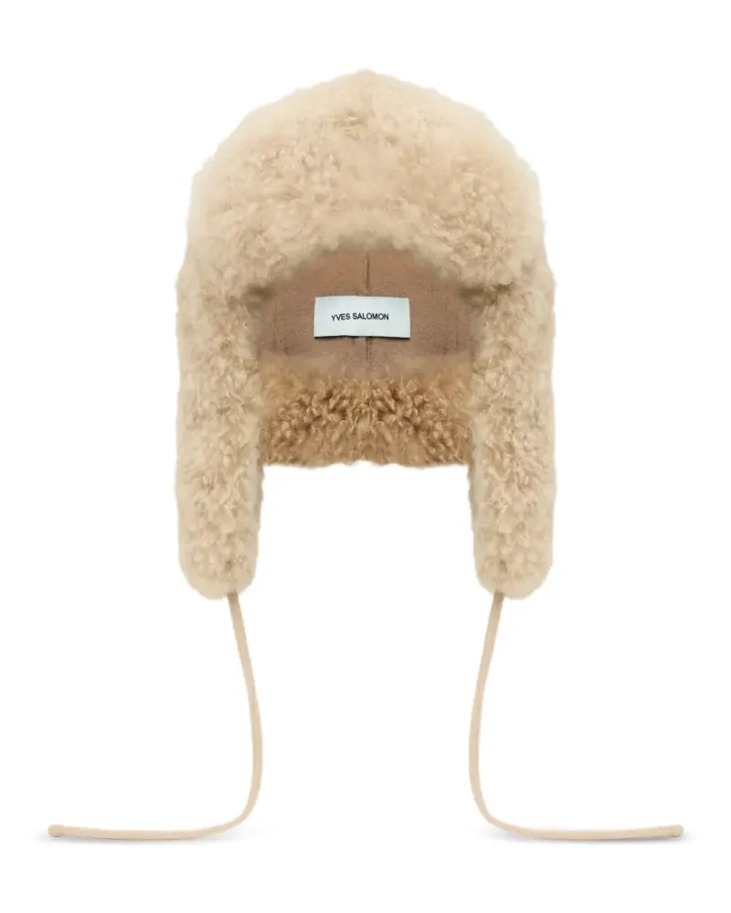 Yves Salomon Beanie mit Logo - Nude Nude