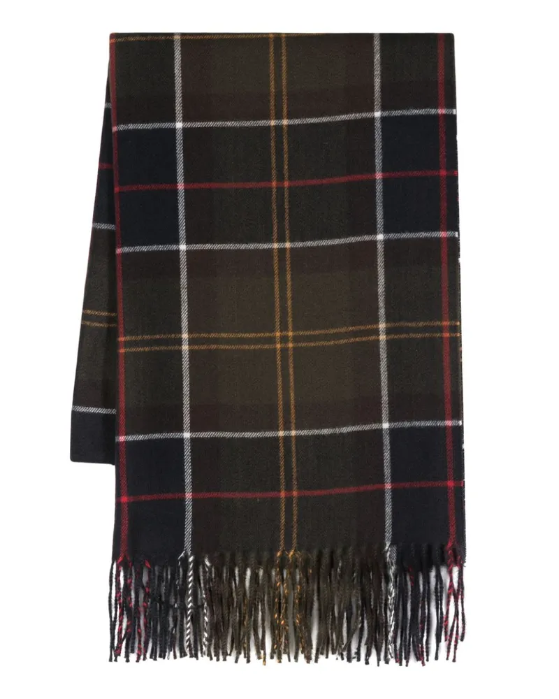 Barbour Karierter Schal mit Fransen - Grün Grün