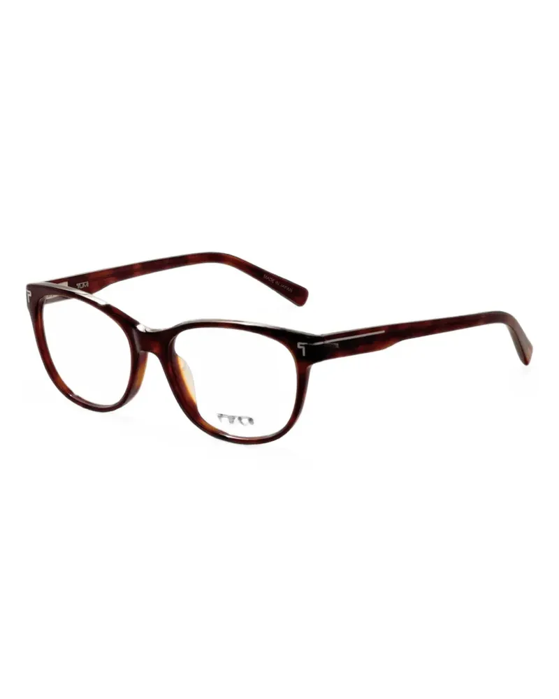 Tumi tortoiseshell-effect round-frame glasses - Braun Braun