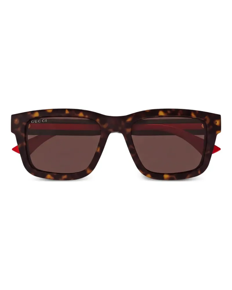 Gucci Eckige Sonnenbrille in Schildpattoptik - Braun Braun