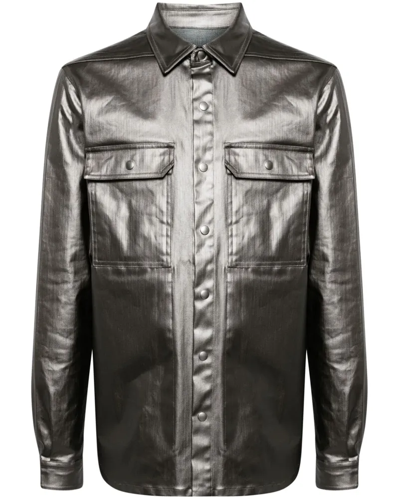 Rick Owens Jeansjacke im Metallic-Look Grau